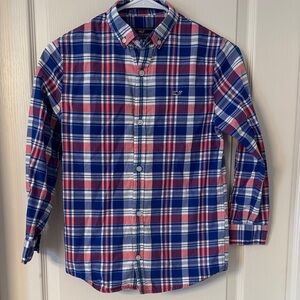 Vineyard Vines Boy’s Casual Blue and Red Check Shirt